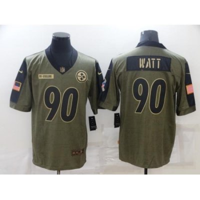 Men Pittsburgh Steelers T.J. Watt Nike Olive 2021 Salute To Service Limited Player Jersey