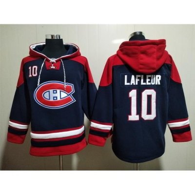 Men Montreal Canadiens #10 Guy Lafleur Navy Ageless Must-Have Lace-Up Pullover Hoodie