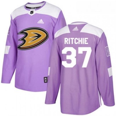 Youth Adidas Anaheim Ducks 37 Nick Ritchie Authentic Purple Fights Cancer Practice NHL Jersey