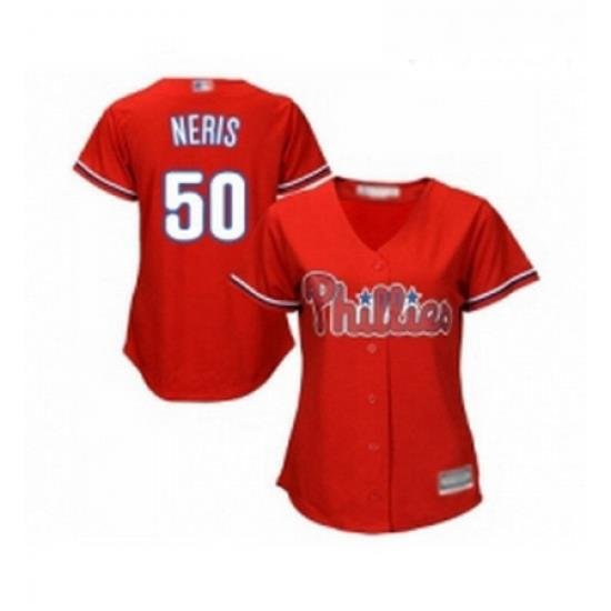 Womens Philadelphia Phillies 50 Hector Neris Replica Red Alternate Cool Base Baseball Jersey