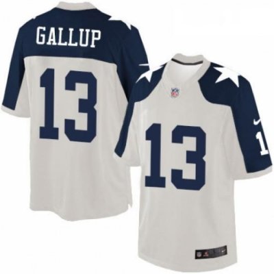 Mens Nike Dallas Cowboys 13 Michael Gallup Limited White Throwback Alternate NFL Jersey