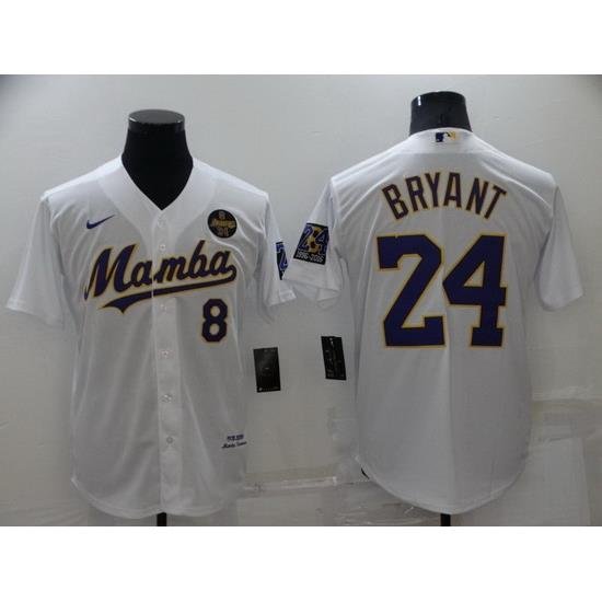 Men Los Angeles Dodgers Front 8 Back 24 Kobe Bryant  Mamba White Cool Base Stitched jersey