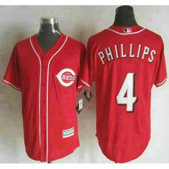 Men Reds #4 Brandon Phillips Red Cool Base Stitched MLB Jersey