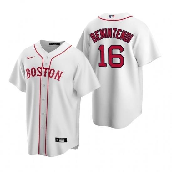 Mens Nike Boston Red Sox 16 AndreW Benintendi White Alternate Stitched Baseball Jerse