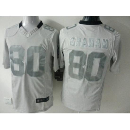 Nike New Orleans Saints 80 Jimmy Graham White Game Platinum NFL Jersey