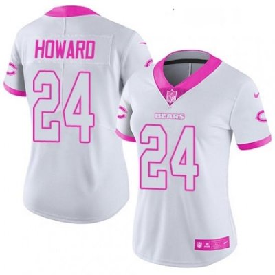 Womens Nike Chicago Bears 24 Jordan Howard Limited WhitePink Rush Fashion NFL Jersey