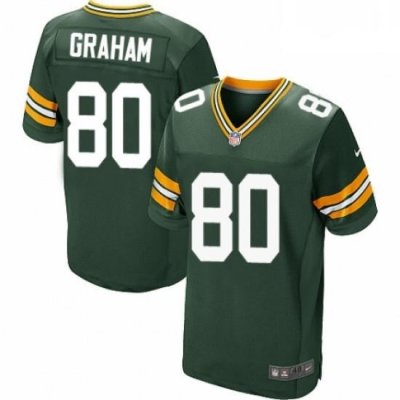 Men Nike Green Bay Packers 80 Jimmy Graham Elite Green Team Color NFL Jersey