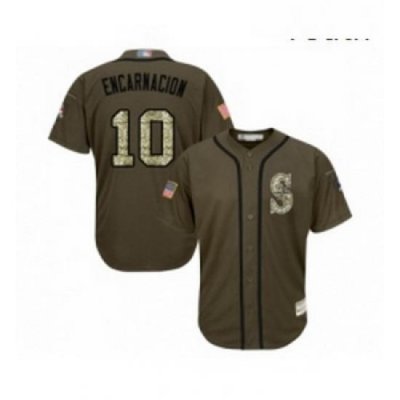 Youth Seattle Mariners 10 Edwin Encarnacion Authentic Green Salute to Service Baseball Jersey