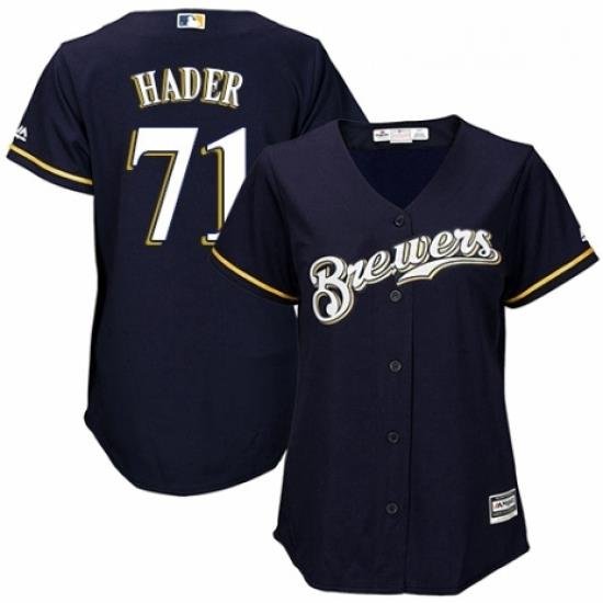 Womens Majestic Milwaukee Brewers 71 Josh Hader Authentic White Alternate Cool Base MLB Jersey