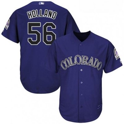 Youth Majestic Colorado Rockies 56 Greg Holland Replica Purple Alternate 1 Cool Base MLB Jersey