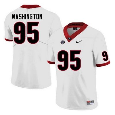 Men #95 Shone Washington Georgia Bulldogs College Football Jerseys Sale-White Anniversary