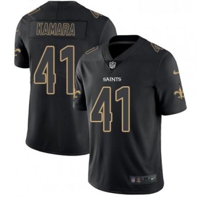 Mens Nike New Orleans Saints 41 Alvin Kamara Limited Black Rush Impact NFL Jersey