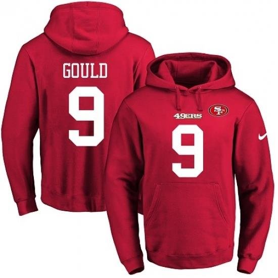 NFL Mens Nike San Francisco 49ers 9 Robbie Gould Red Name Number Pullover Hoodie