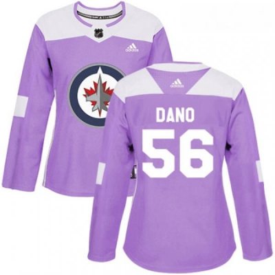 Womens Adidas Winnipeg Jets 56 Marko Dano Authentic Purple Fights Cancer Practice NHL Jersey