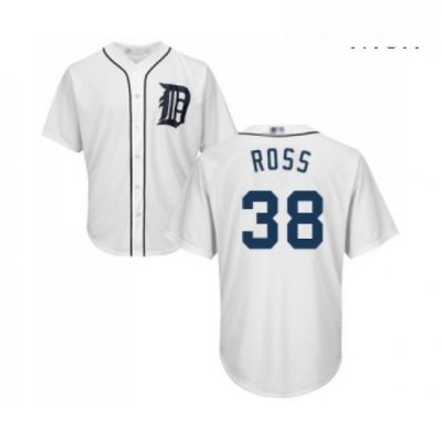 Mens Detroit Tigers 38 Tyson Ross Replica White Home Cool Base Baseball Jersey