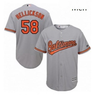 Mens Majestic Baltimore Orioles 58 Jeremy Hellickson Replica Grey Road Cool Base MLB Jersey