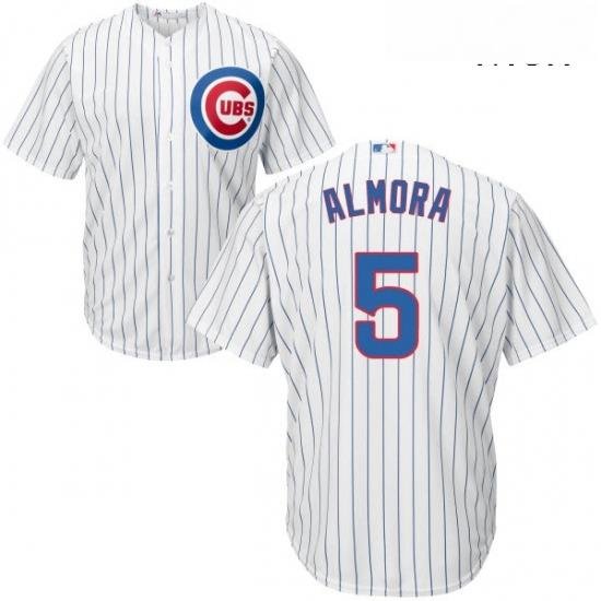 Mens Majestic Chicago Cubs 5 Albert Almora Jr Replica White Home Cool Base MLB Jersey