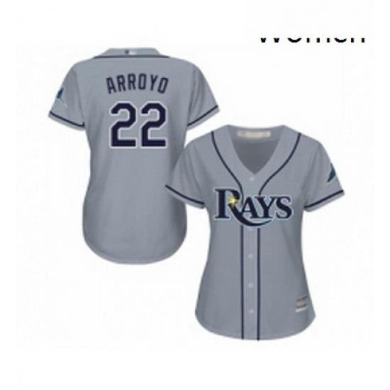 Womens Tampa Bay Rays 22 Christian Arroyo Replica Grey Road Cool Base Baseball Jersey