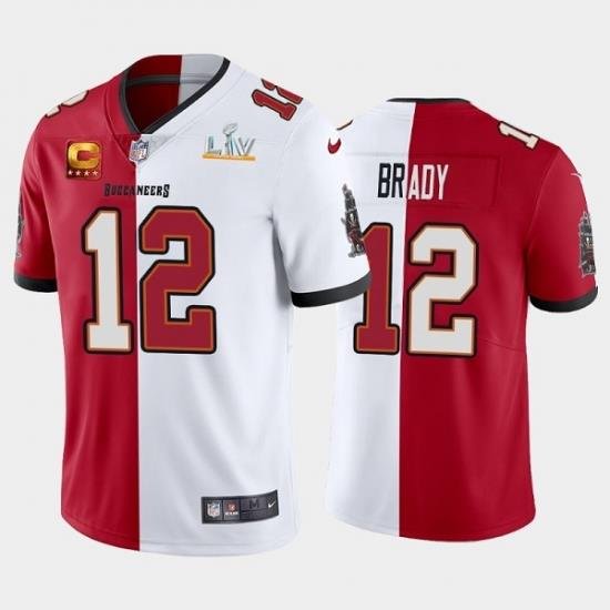 Men Tampa Bay Buccaneers 12 Tom Brady Tom Brady Super Bowl LV Champions Split Captain Patch Vapor Untouchable Limited Stitched Jerse