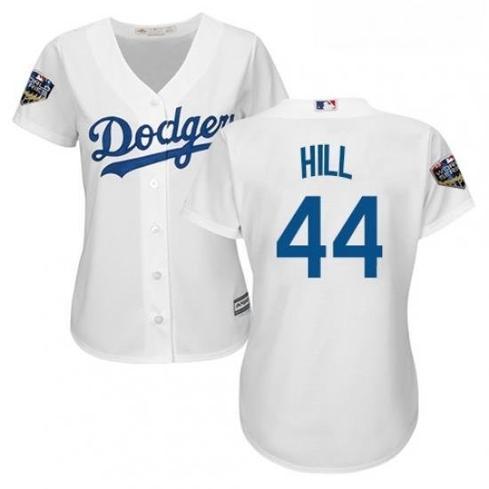 Womens Majestic Los Angeles Dodgers 44 Rich Hill Authentic White Home Cool Base 2018 World Series MLB Jersey