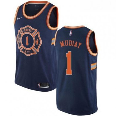 Youth Nike New York Knicks 1 Emmanuel Mudiay Swingman Navy Blue NBA Jersey City Edition