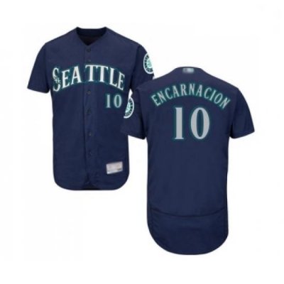 Mens Seattle Mariners 10 Edwin Encarnacion Navy Blue Alternate Flex Base Authentic Collection MLB Jersey