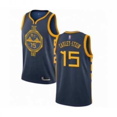 Mens Golden State Warriors 15 Willie Cauley Stein Authentic Navy Blue Basketball Jersey City Edition