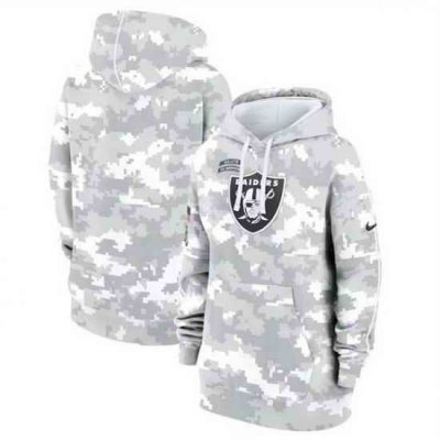 Women Las Vegas Raiders 2024 Arctic Camo Salute To Service Club Fleece Pullover Hoodie