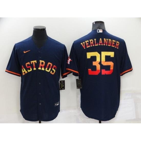 Men Houston Astros 35 Justin Verlander 2022 Navy Cool Base Stitched Jerseys