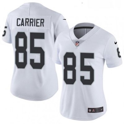 Women Nike Oakland Raiders 85 Derek Carrier White Vapor Untouchable Elite Player NFL Jersey