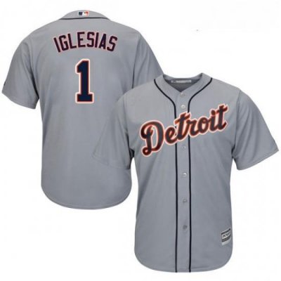 Youth Majestic Detroit Tigers 1 Jose Iglesias Replica Grey Road Cool Base MLB Jersey