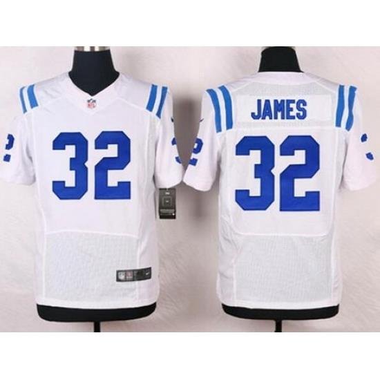 Men Indianapolis Colts #32 Edgerrin James White Retired Player NFL Nike Elite Jersey