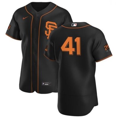 San Francisco Giants 41 Wilmer Flores Men Nike Black Alternate 2020 Authentic 20 at 24 Patch Player MLB Jersey