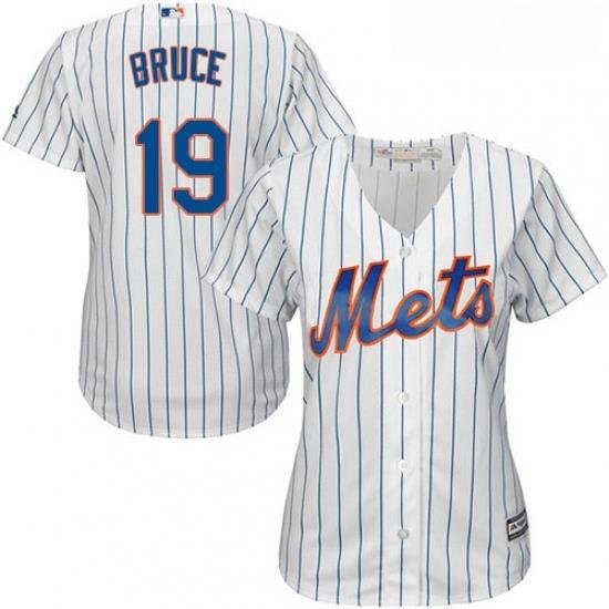 Womens Majestic New York Mets 19 Jay Bruce Authentic White Home Cool Base MLB Jersey