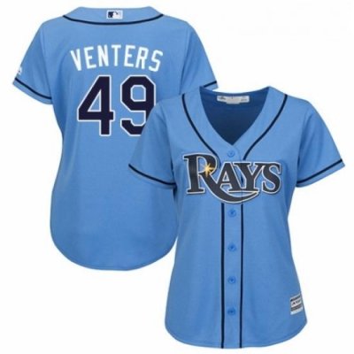 Womens Majestic Tampa Bay Rays 49 Jonny Venters Authentic Light Blue Alternate 2 Cool Base MLB Jersey