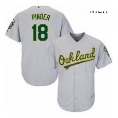 Mens Majestic Oakland Athletics 18 Chad Pinder Replica Grey Road Cool Base MLB Jersey