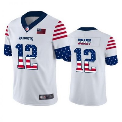 Nike Patriots 12 Tom Brady White USA Flag Fashion Limited Jersey