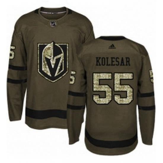 Mens Adidas Vegas Golden Knights 55 Keegan Kolesar Authentic Green Salute to Service NHL Jersey