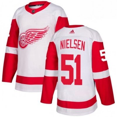 Mens Adidas Detroit Red Wings 51 Frans Nielsen Authentic White Away NHL Jersey