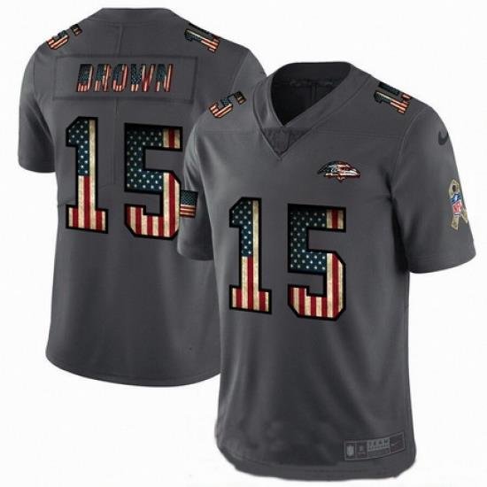 Nike Ravens 15 Marquise Brown 2019 Salute To Service USA Flag Fashion Limited Jersey