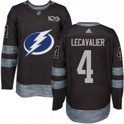 Mens Adidas Tampa Bay Lightning 4 Vincent Lecavalier Authentic Black 1917 2017 100th Anniversary NHL Jersey