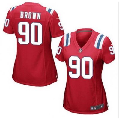 Women New Patriots #90 Malcom Brown Red Alternate Stitched NFL Elite Jersey