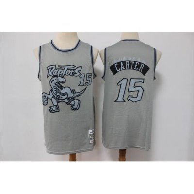 Men Toronto Raptors Vince Carter 15 Gray Hardwood Classic Michell&Ness Limited Jersey