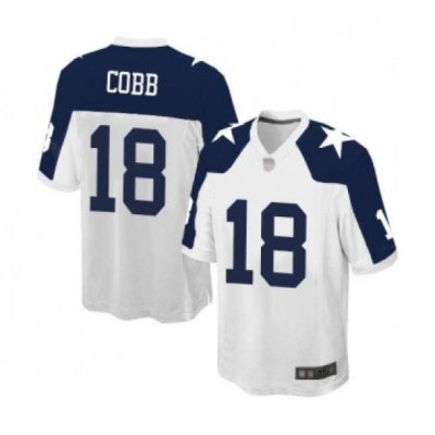 Mens Dallas Cowboys 18 Randall Cobb Game White Throwback Alternate Football Jersey