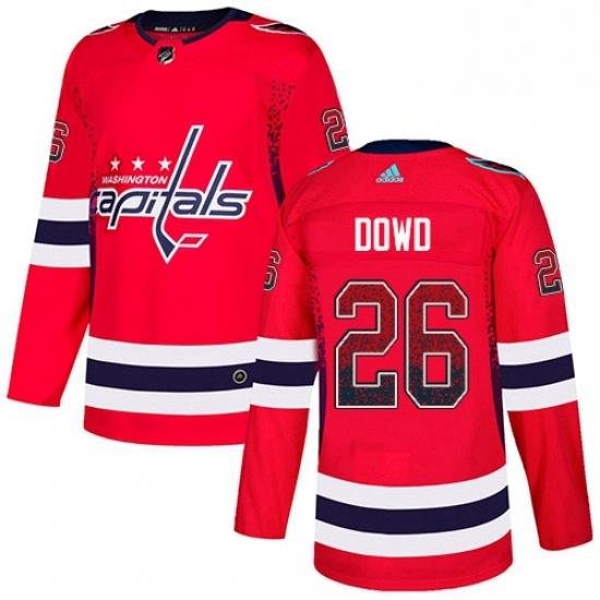 Mens Adidas Washington Capitals 26 Nic Dowd Authentic Red Drift Fashion NHL Jersey