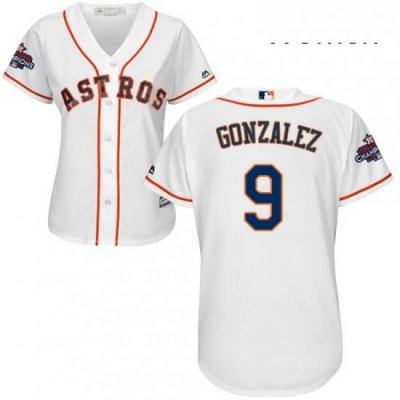 Womens Majestic Houston Astros 9 Marwin Gonzalez Authentic White Home 2017 World Series Champions Cool Base MLB Jersey