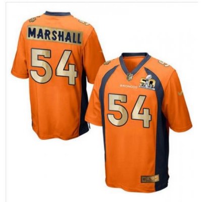 Nike Broncos #54 Brandon Marshall Orange Team Color Mens Stitched NFL Game Super BoWl 50 Collection Jersey