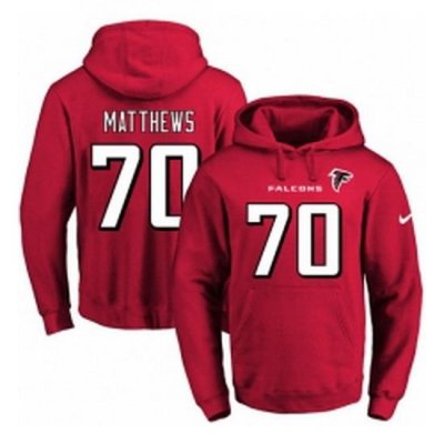 NFL Mens Nike Atlanta Falcons 70 Jake Matthews Red Name Number Pullover Hoodie