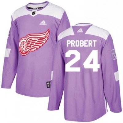 Mens Adidas Detroit Red Wings 24 Bob Probert Authentic Purple Fights Cancer Practice NHL Jersey