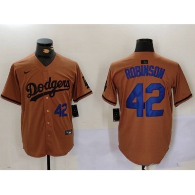 Men Los Angeles Dodgers 42  Jackie Robinson Brown Cool Base Stitched Baseball Jersey